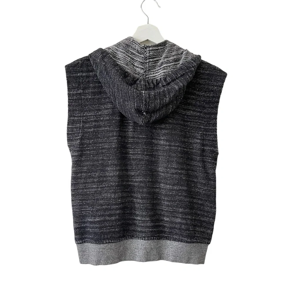 Kate Spade Saturday Black and Grey Marled Knit Hooded Vest M